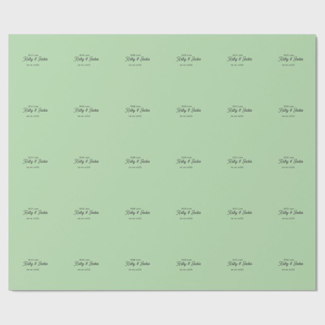 Med kärlek tillägga parnamn bröllop enkel minimal  presentpapper (Platt)