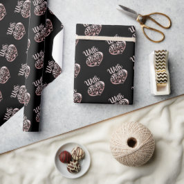 Med kärlek Valentine ro guld, svart hjärta Presentpapper