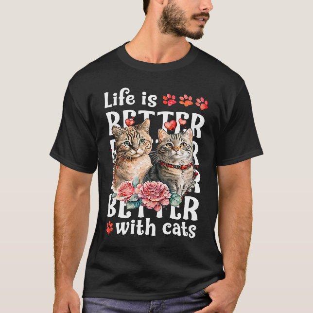 Med Katter Alla Hjärtans Katt T Shirt (Framsida)