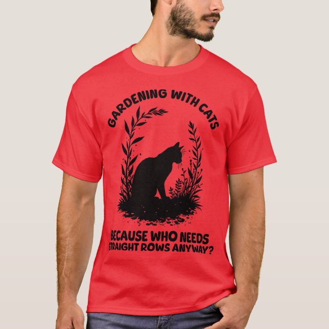  med katter eftersom vem som behöver Rak rad T Shirt (Framsida)