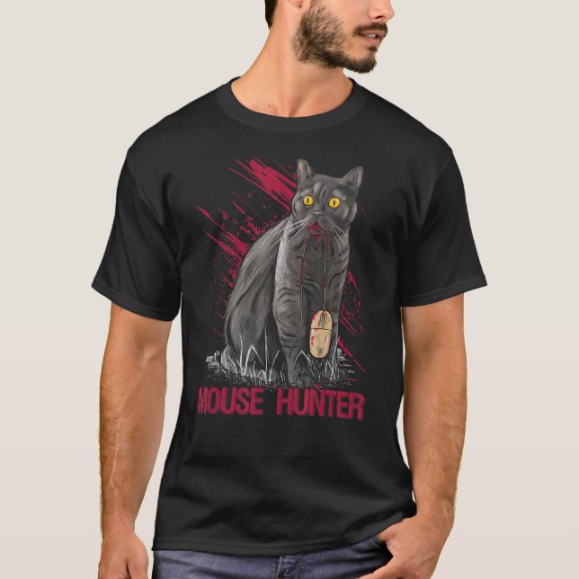 med Katter Musjägare T Shirt (Framsida)