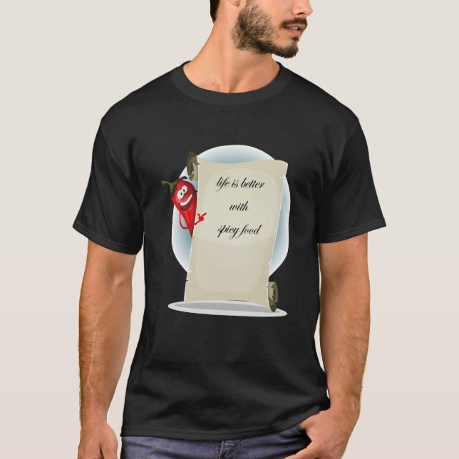 med kryddig röd mat t shirt (Framsida)