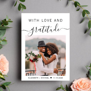 Med Love and Gratitude Photo Wedand Tack Kort
