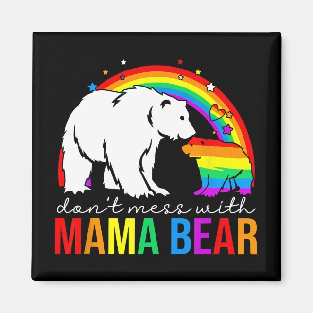  med Mamma Bear LGbt Pride Funny Mamma Mor D Magnet (Framsidan)