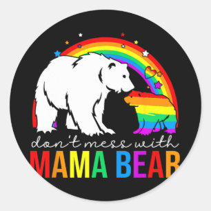 med Mamma Bear LGbt Pride Funny Mamma Mor D Runt Klistermärke