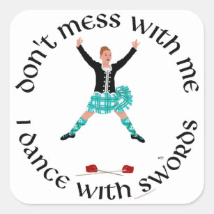  med mig Scottish Highland Dancer Fyrkantigt Klistermärke