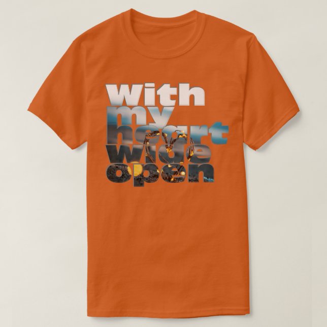 Med mitt hjärta öppet t shirt (Design framsida)
