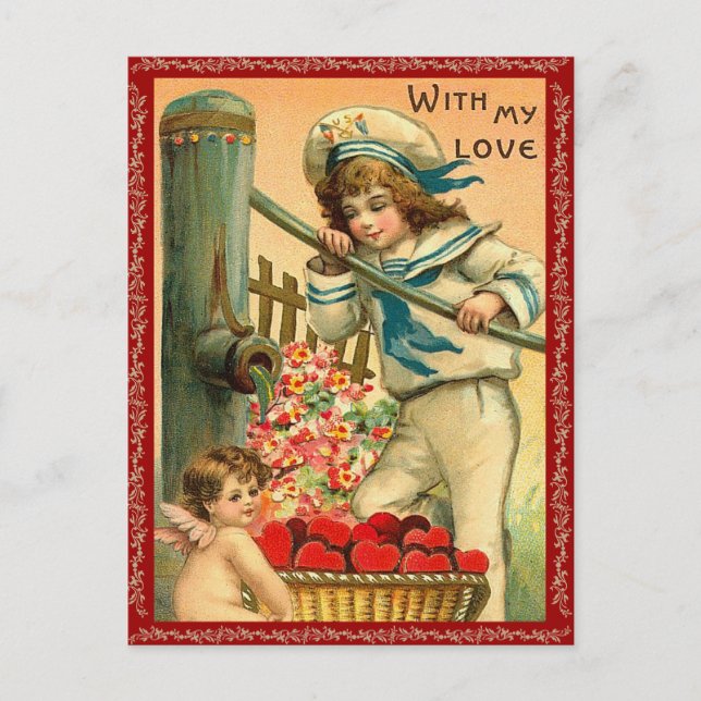 Med mitt Kärlek Valentine-vykort Helg Vykort (Framsida)