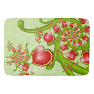 Med mycket Kärlek Red Gult Hearares Fractal Art Badrumsmatta