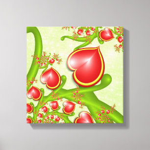 Med mycket Kärlek Red Gult Hearares Fractal Art Canvastryck
