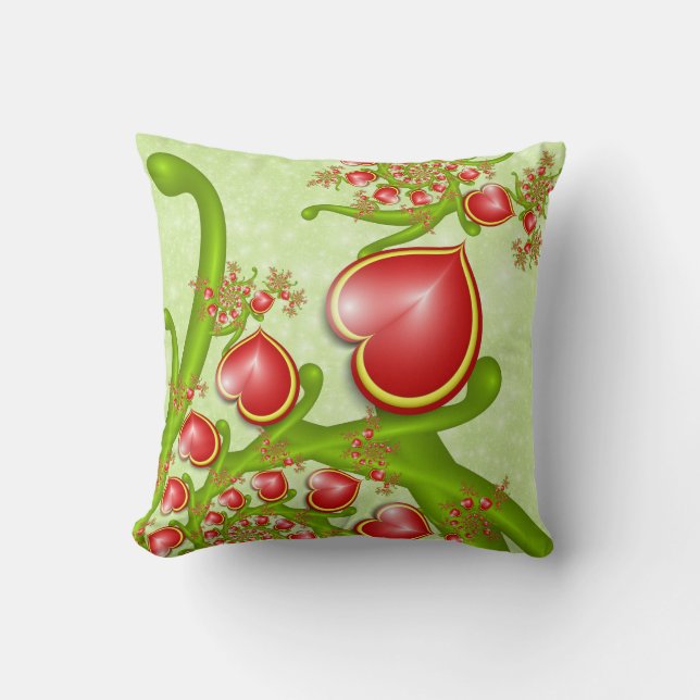 Med mycket Kärlek Red Gult Hearares Fractal Art Kudde (Framsida)