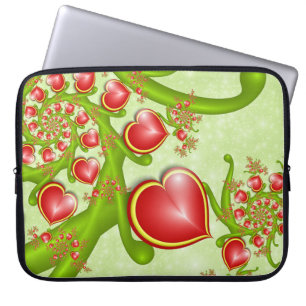 Med mycket Kärlek Red Gult Hearares Fractal Art Laptop Fodral