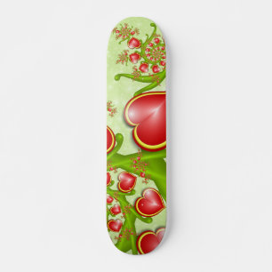 Med mycket Kärlek Red Gult Hearares Fractal Art Mini Skateboard Bräda 18,5 Cm