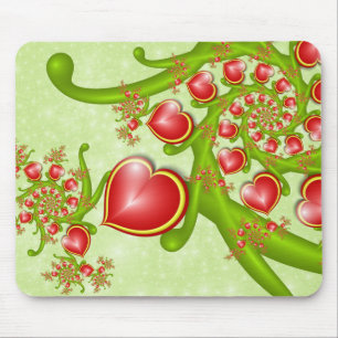 Med mycket Kärlek Red Gult Hearares Fractal Art Musmatta