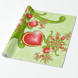 Med mycket Kärlek Red Gult Hearares Fractal Art Presentpapper