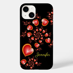 Med mycket Kärlek Red Gult Hearts Fractal Art Namn