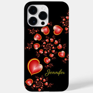 Med mycket Kärlek Red Gult Hearts Fractal Art Namn