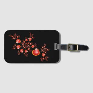 Med mycket Kärlek Red Gult Modern Hearts Art Bagagebricka