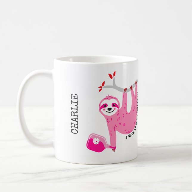 Med namn 🦥 Cute Rosa-pickleball 🦥 Kaffemugg (Vänster)