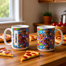 Med namn FUNNY pizza-skivor Kaffemugg