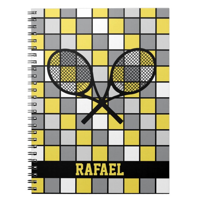 Med namn kontrollerad 🎾 tennis rackets bärbar dat anteckningsbok (Framsidan)