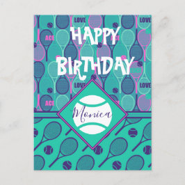 Med namn Minty och lila tennis födelsedagspresent Vykort