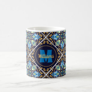 Med namn och initial Orientaliska kakel, Azulejos Kaffemugg