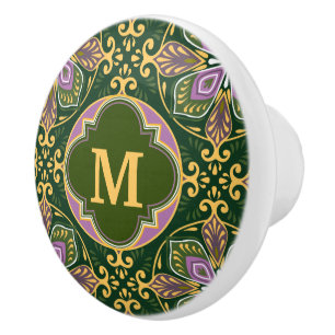Med namn Olive och lavender Azulejos Knopp