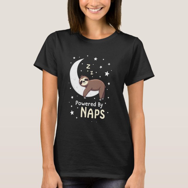 Med Naps Cute Sömnig Sloth Crescent Måne Dr. T Shirt (Framsida)