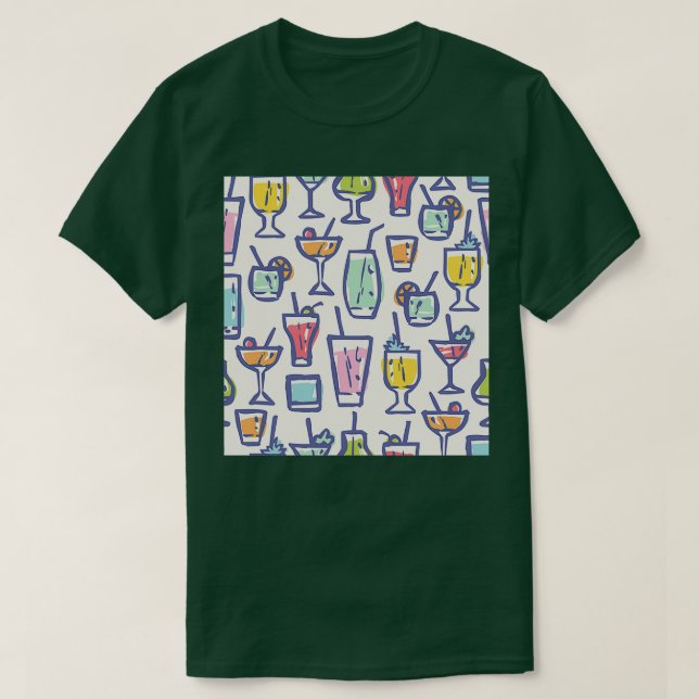 med olika cocktails Retro mönster för cocktai T Shirt (Design framsida)