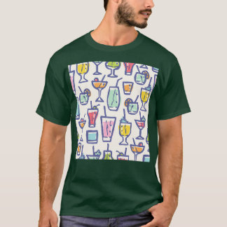 med olika cocktails Retro mönster för cocktai T Shirt