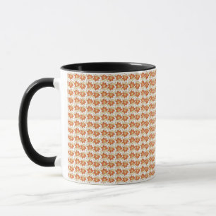 med Orangen White Mönster på White Background Mugg