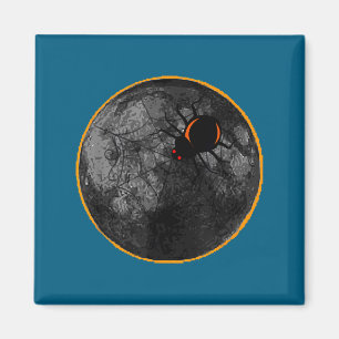 Med På Spindelnät Arachnid Mån Sol Magnet