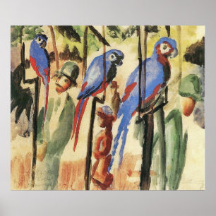 Med papegojorna mig vid Augusti Macke Poster