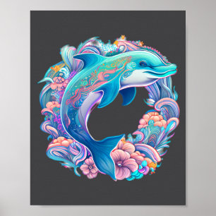Med påskfestlig illustration Charmig delfin Poster