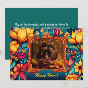 Med Photo & anpassningsbar text Blommigt Joy Diwal