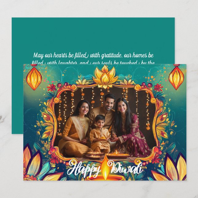 Med Photo & anpassningsbar text Diya Dreams Card Inbjudningar (Fram/baksida)