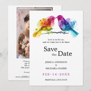 Med Photo LGBTQ+ Rainbow Lovebird Spara Datumet