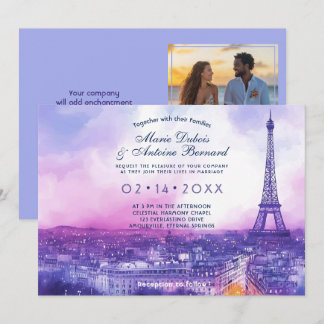 Med PHOTO på baksidan av Kärlek Éternel à la Paris Inbjudningar