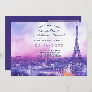 Med PHOTO på baksidan av Kärlek Éternel à la Paris Inbjudningar