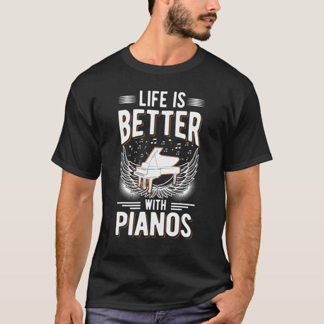 med Piano Pianist Piano Player T Shirt (Framsida)