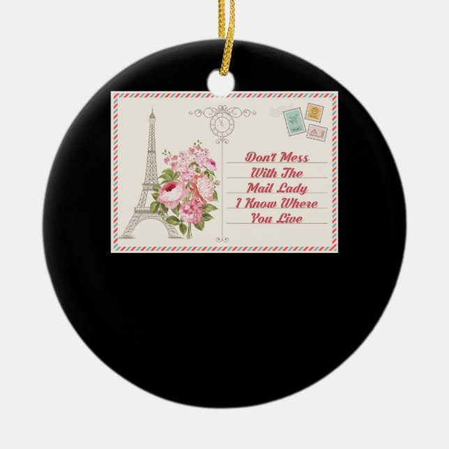  med post för e-postbrevbärare i Dam Julgransprydnad Keramik (Framsidan)