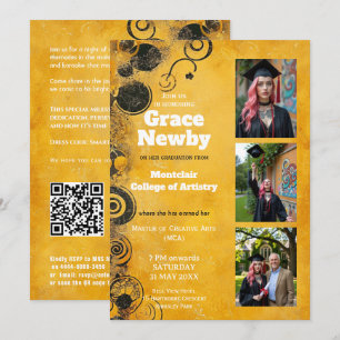 🎓Med QR Artistic Flourish Examen Inbjudningar