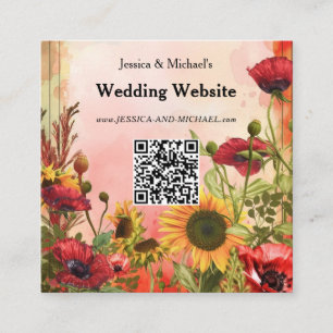 🌻 med QR-kod bröllop webbplats Tilläggskort