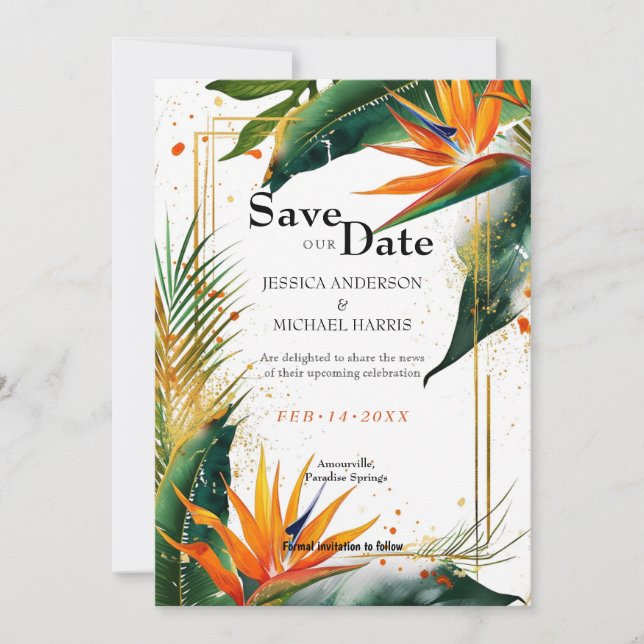 Med QR-kod Fåglar av Paradise Bliss Spara Datumet (Framsida)