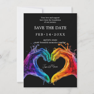 🌈 med QR-kod Heart of Pride bröllop Spara Datumet
