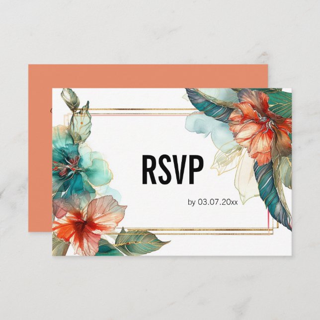 Med QR-kod Hibiscus Sergranat Paradise OSA Kort (Fram/baksida)