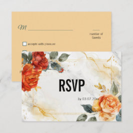 Med QR-kod Marble Dreams: Orange Rose Elegance OSA Kort