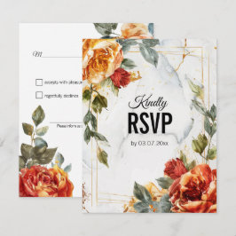 Med QR-kod Marble Dreams: Orange Rose Elegance OSA Kort
