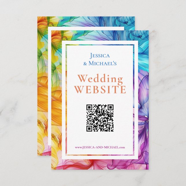 ❤️ med QR + WebSite adress Etheral Bloom Tilläggskort (Fram/baksida)